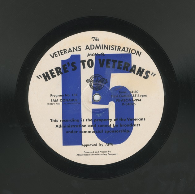 Here's to Veterans No. 187-188 - Record Label